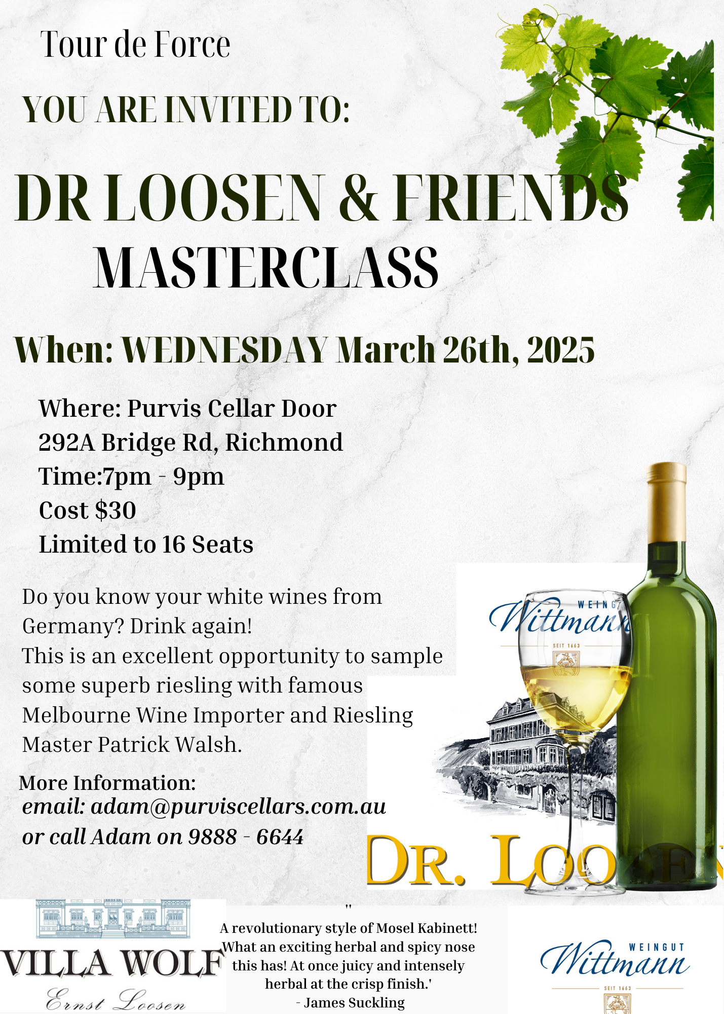 Event Booking - Dr Loosen & Friends Masterclass 2025