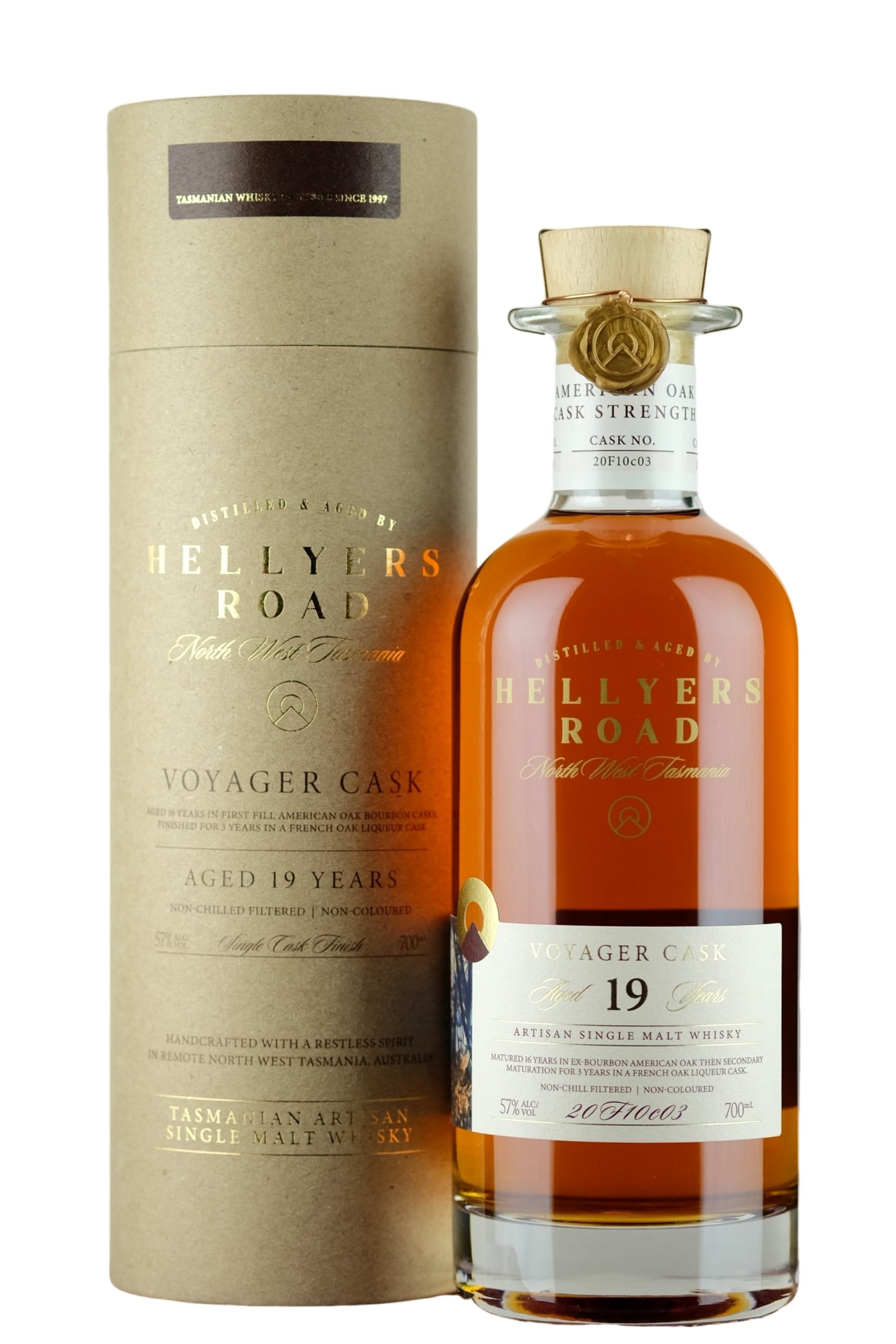 Hellyers Road Voyager Cask 19yr Old Single Malt Whisky 700ml